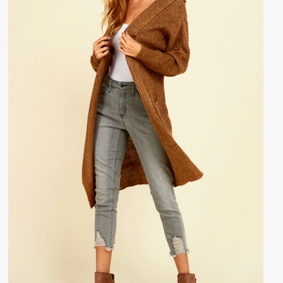 Hooded Knee Length Cardigan - Picture 6 of 7